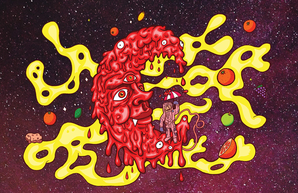 Lost Industry Brewing Co - Blood of the Moon Sangria Sour Craft Beer Label Illustration