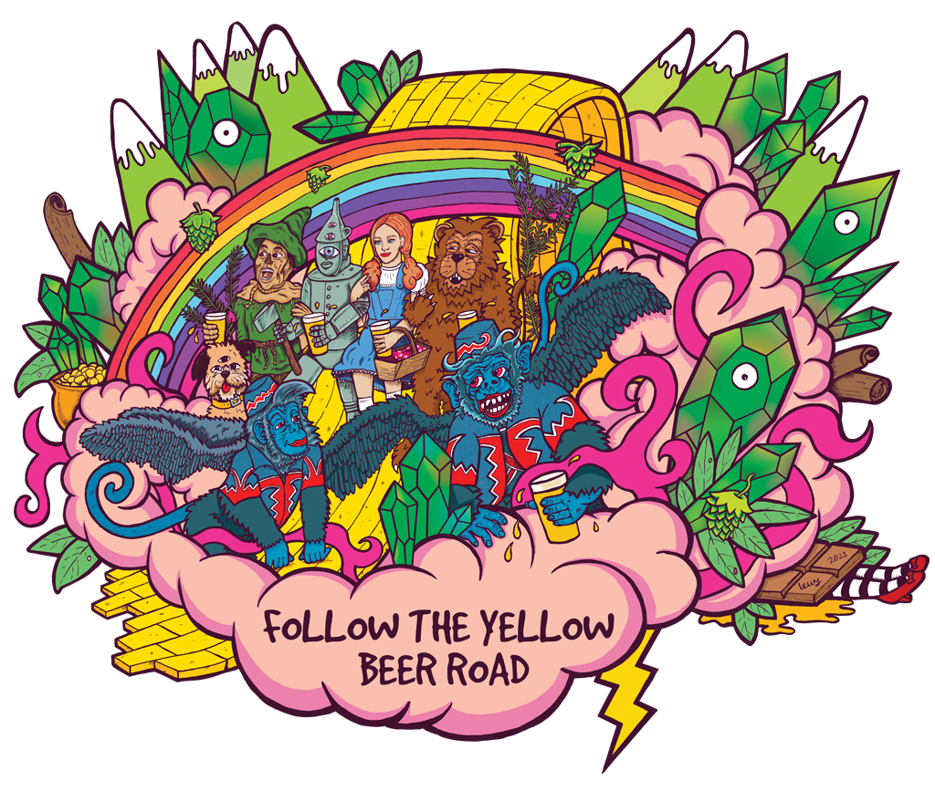 Follow the Yellow Beer Road - Wizard of Oz inspired Illustration for a Beer Label