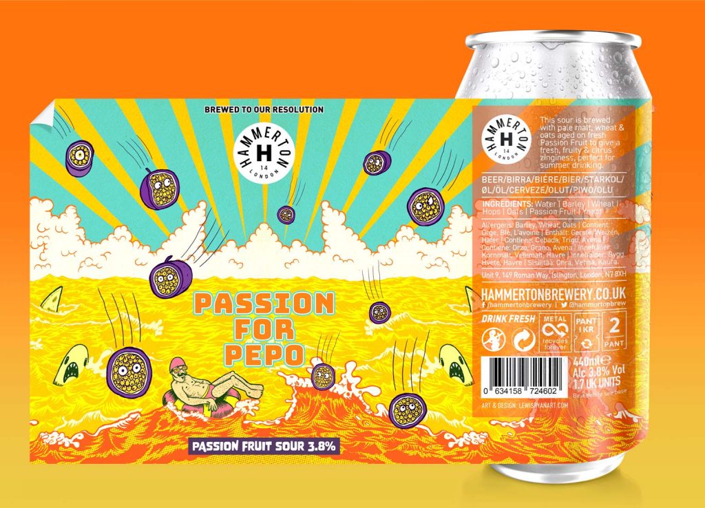 Hammerton Brewery - Passion for Pepo Craft Beer Can Label Illustration