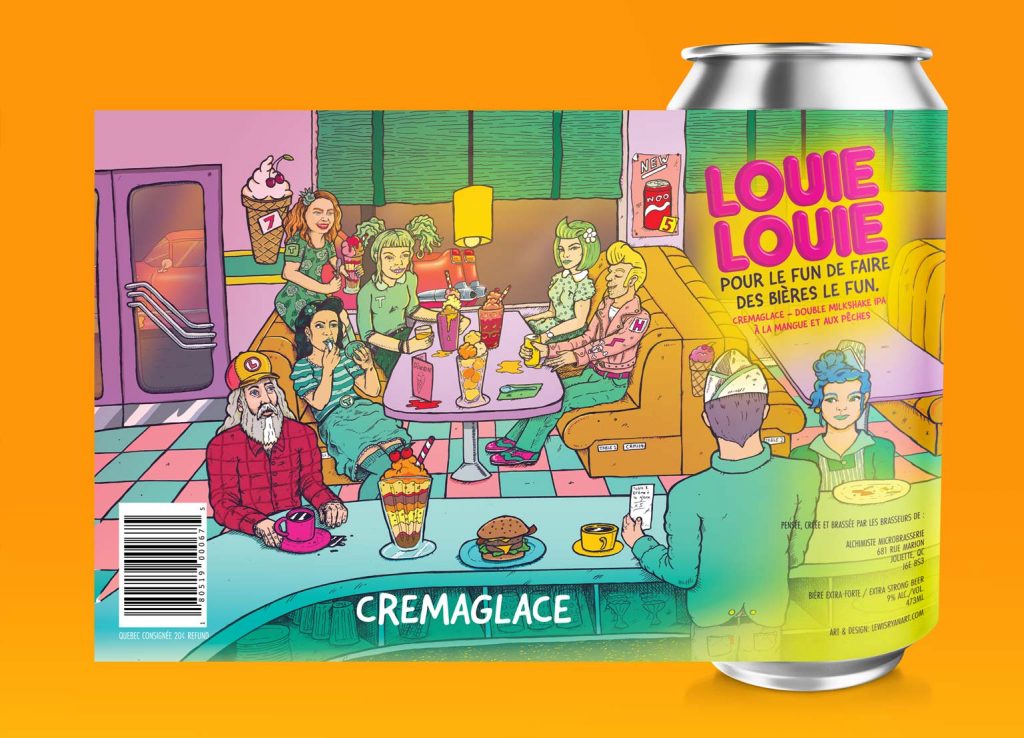 Louie Louie Canada - Craft beer label illustration - Can Mockup