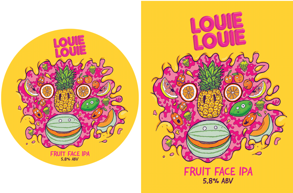 Louie Louie (Canada) Fruit Face IPA Beer Label Illustration Tap Signs Cask & Keg