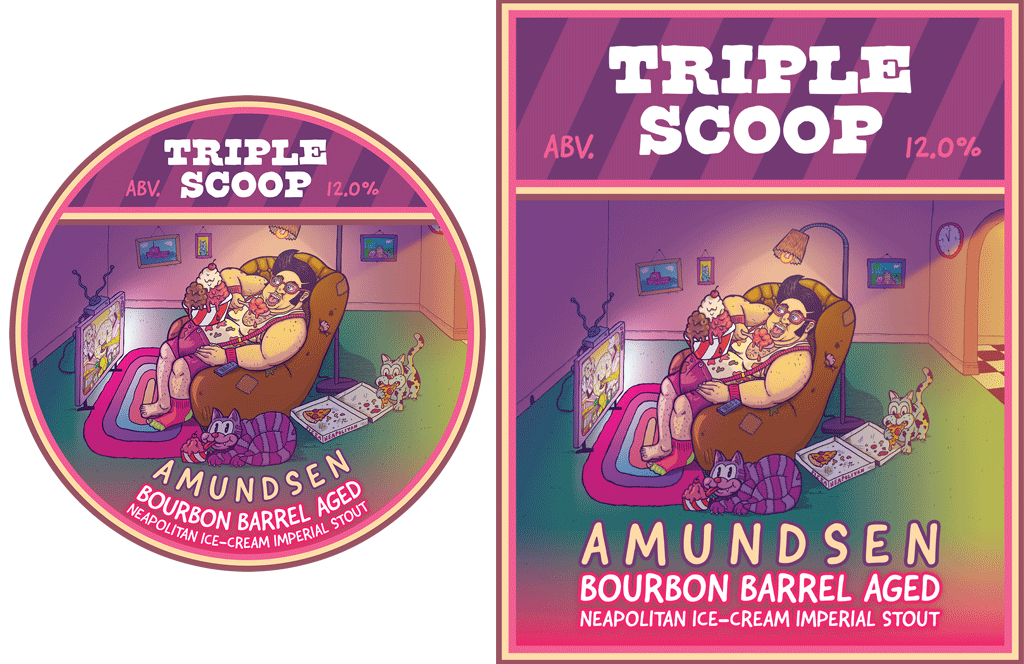 Amundsen Brewery Norway - Triple Scoop - Craft Beer Illustration Tap Signs Keg * Cask