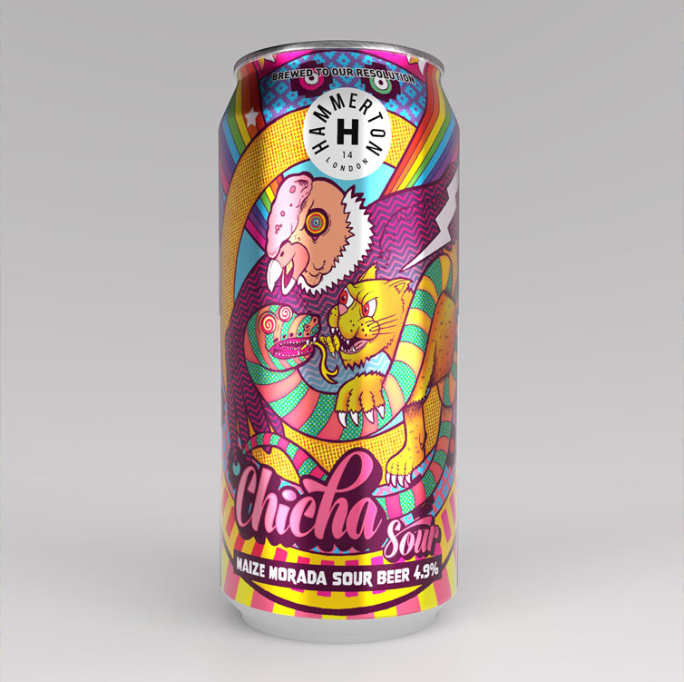 Hammerton Brewery Chicha Sour Beer Label Illustration Can Mockup