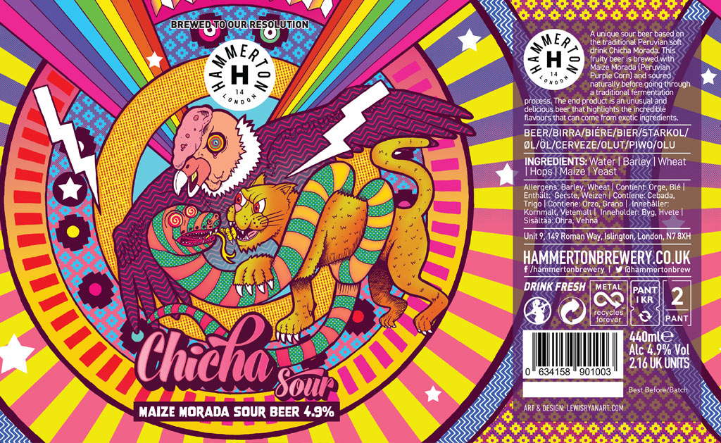 Hammerton Brewery Chicha Sour Beer Label Illustration