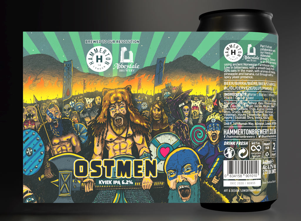 Hammerton Brewery x Abbeydale Brewery - Ostmen - Viking inspired Beer Label Illustration