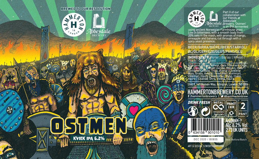 Hammerton Brewery x Abbeydale Brewery - Ostmen - Viking inspired Beer Label Illustration