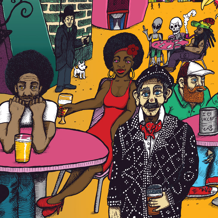 The full illustration for Savage Scene Inner City Pale Ale Rock Leopard Brewing 