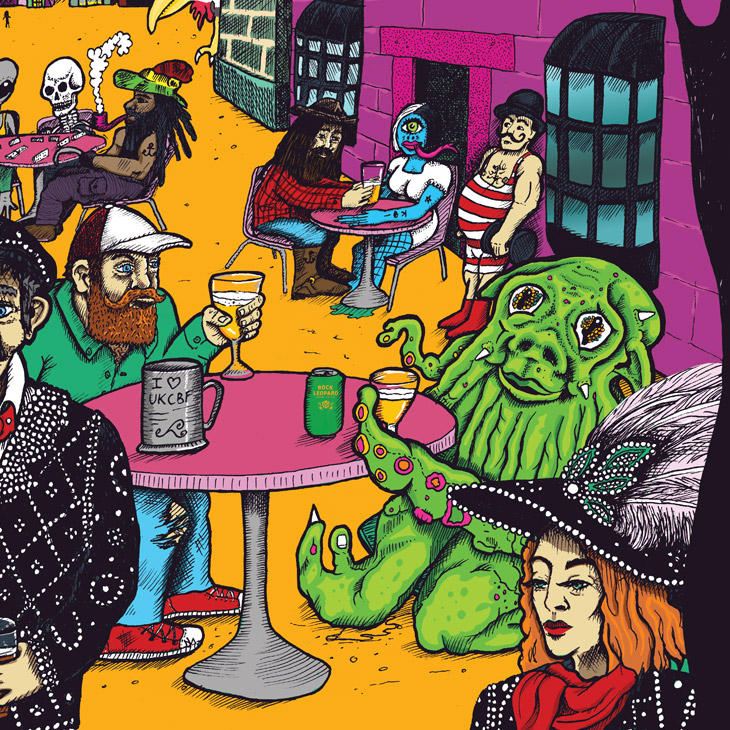 The full illustration for Savage Scene Inner City Pale Ale Rock Leopard Brewing 