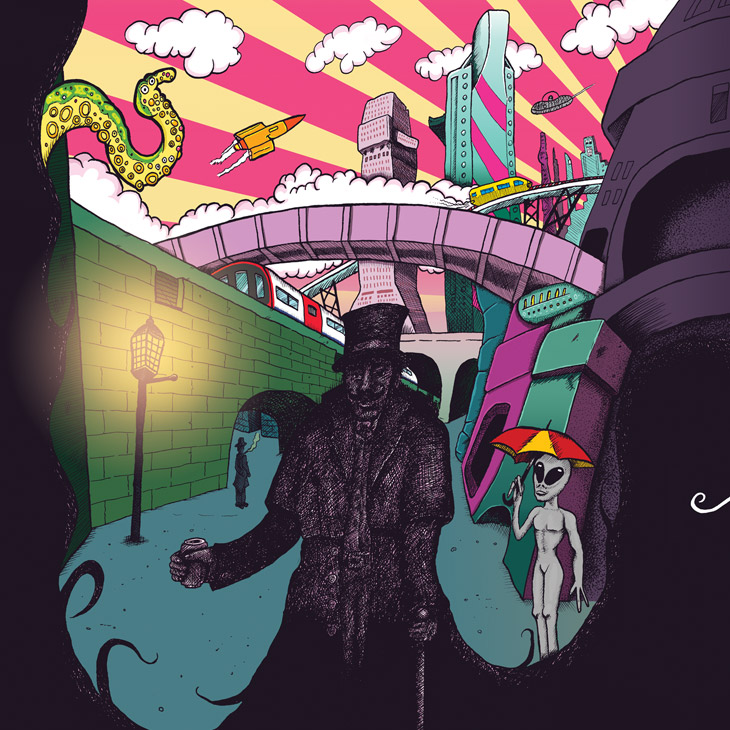 The full illustration for Savage Scene Inner City Pale Ale Rock Leopard Brewing 