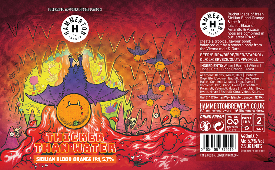 Hammerton Brewery Thicker Than Water Craft Beer Label Illustration