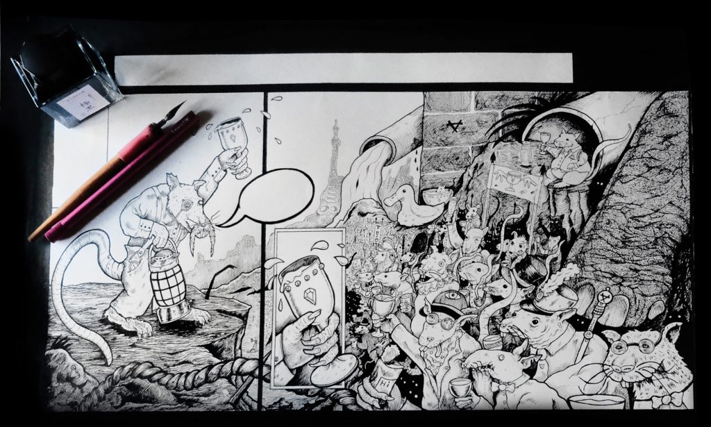 Half Rats - Original Ink work (India Ink on Cartridge Paper)