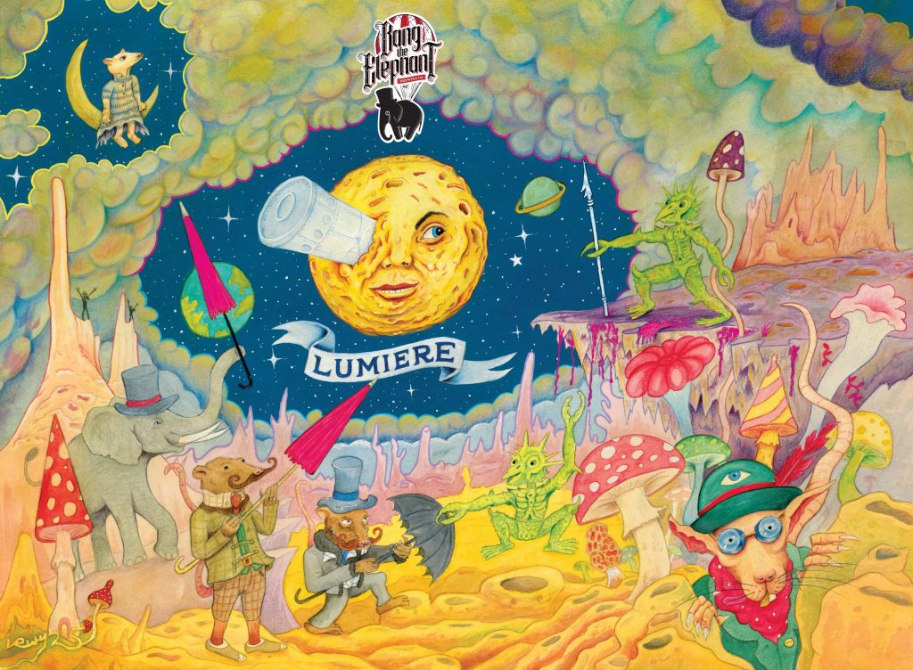 Bang The Elephant - Lumiere Illustration - Watercolour and Coloured Pencil on Paper - Inspired by Georges Méliès 1902 film - A Trip to the Moon (Le Voyage dans la Lune).